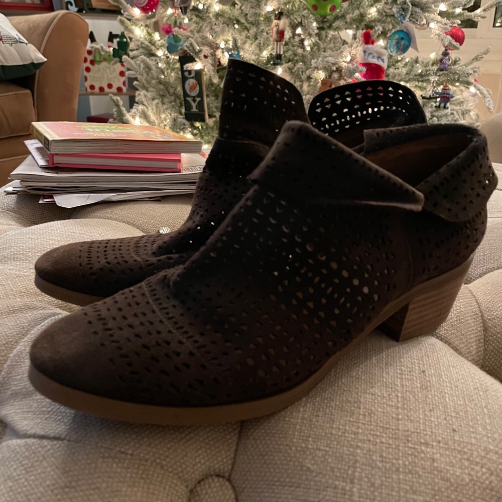 Brown Cutout Booties, Size 8